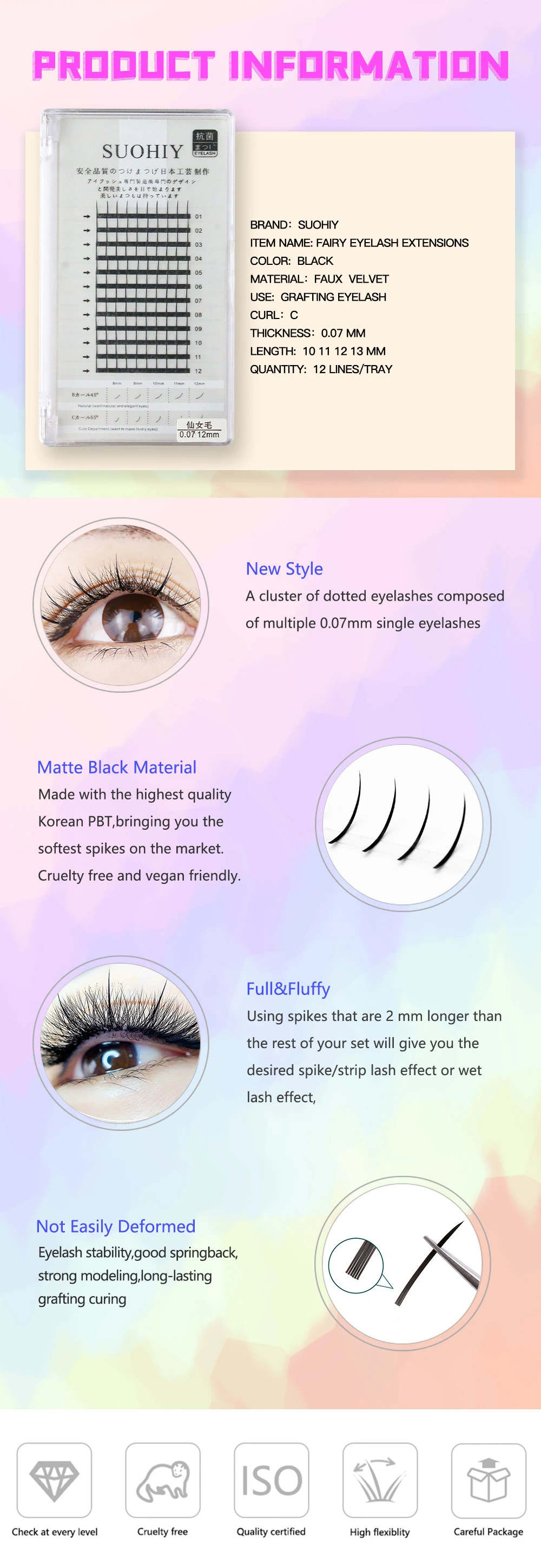 Premade Volume Fans Pointy Base Mixed Length Fairy Eyelashes Handmade Fairy Eyelash Extensions